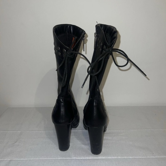 Harley Davidson Black Heeled Boots with Eyelet Accents sz 6 - Picture 5 of 8